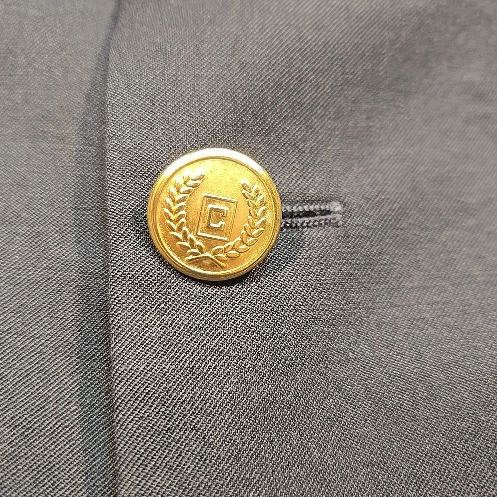 Chaps 41L Navy Wool Blazer Gold Crest Buttons Pure Woolmark Classic 2-Button 90s